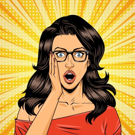 Поп арт удивленная девушка