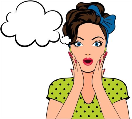 Удивленная девушка нарисованная