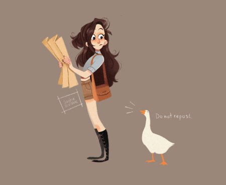 Девушка с гусем арт