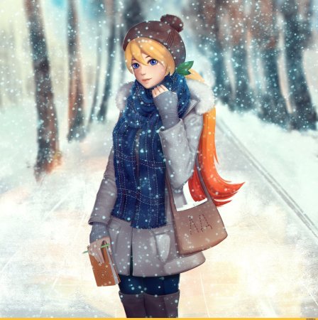 Нарисованные девушки зимой