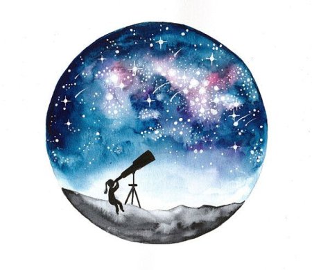 Космос в кругу акварелью