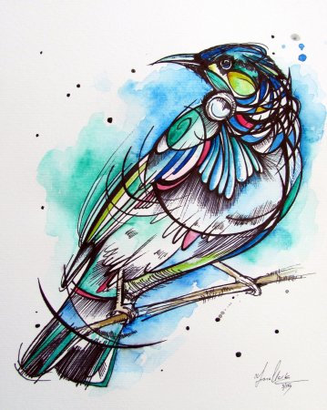 Птицы Графика цветная