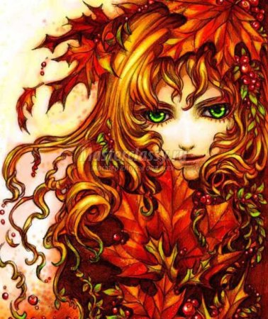 Кудрявая девушка осень фэнтези