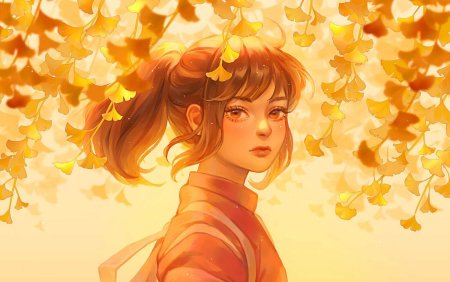 Девушка осень арт