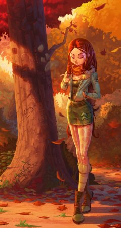 Девушка осень арт