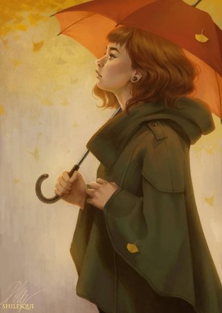 Рыжая девушка с зонтом