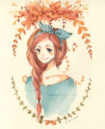 Девушка осень рисунок