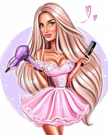 Девушка парикмахер мультяшная