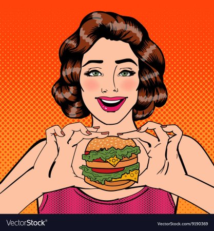 Поп арт девушка с едой
