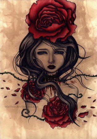 Девушка с черной розой арт