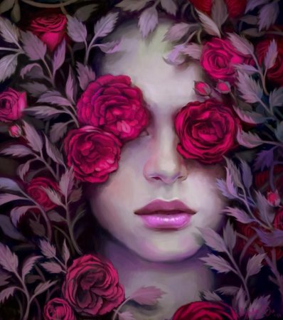 Лицо девушки в цветах