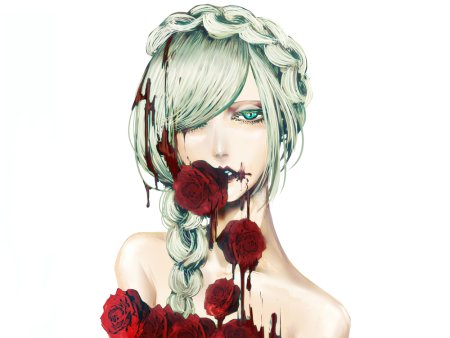 Девушка с розой во рту