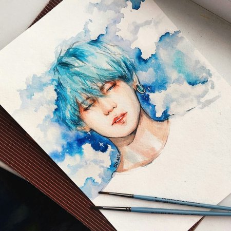 БТС акварелью Тэхен