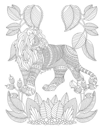 Раскраска арт терапия тигр