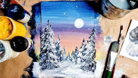 Арт Клякса зимний пейзаж