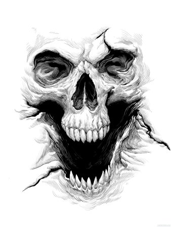 Череп цветными карандашами