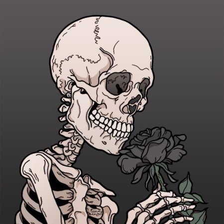 Череп с рогами тату