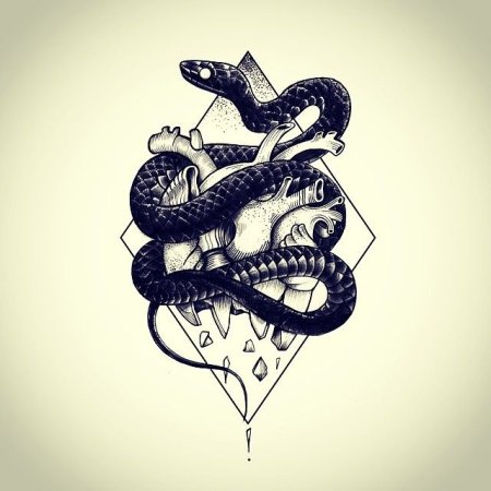 Змея обвивает сердце