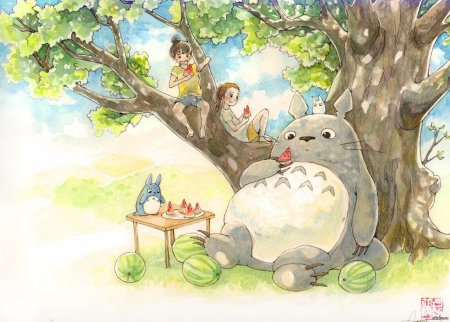 Тоторо Миядзаки акварель