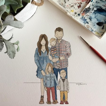 Семья рисунок акварель