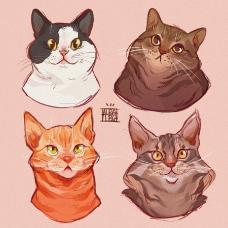 Кошка в мультяшном стиле