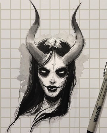 Фэнтези девушка с рогами