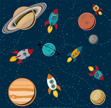 Космос и планеты для детей цветная