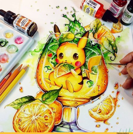 Фрукты маркерами