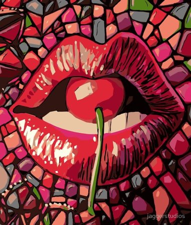 Губы с вишней арт