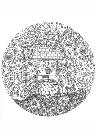 Раскраска таинственный сад Джоанна Басфорд