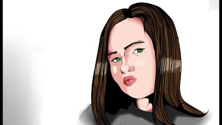 Рисунок девушки на графическом планшете