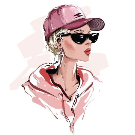 Девушка в бейсболке в стиле Art