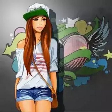 Мультяшные девочки в кепках