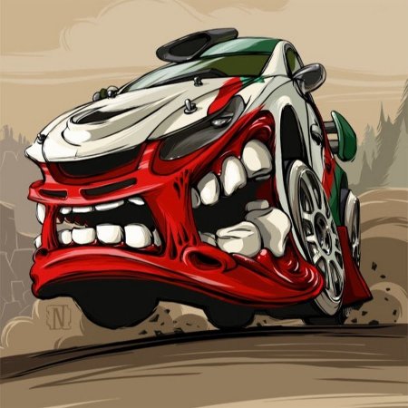 Автомобиль в мультяшном стиле