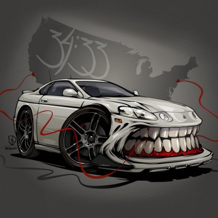 Машина арт с зубами