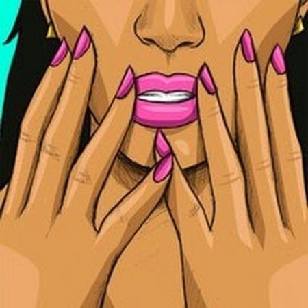 Нарисованная девушка с маникюром