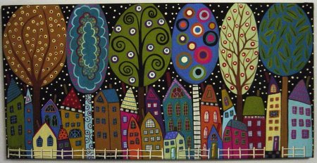 Картины Карлы Жерар с примитивными домиками