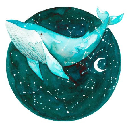 Кит в космосе рисунок