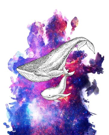 Космический кит акварелью