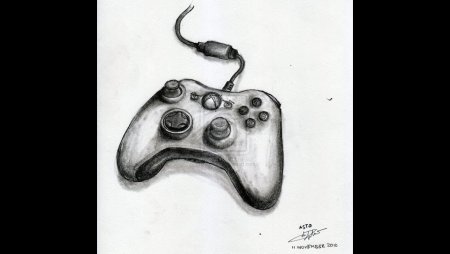 Джойстик арт карандашом