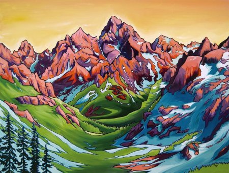 Стилизованный горный пейзаж