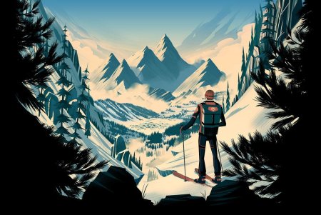 Пейзаж с лыжниками