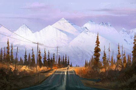 Арт пейзаж с дорогой