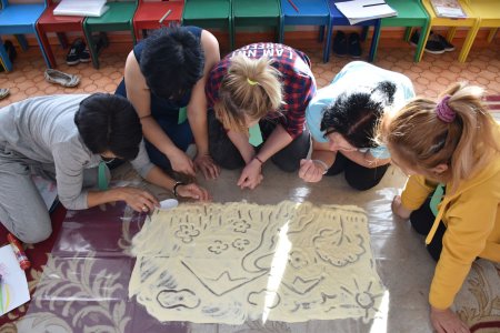 Рисование на манке в детском саду