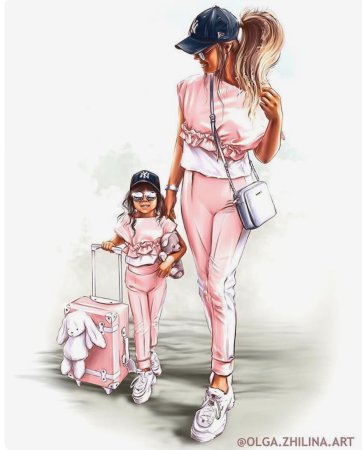 Мама с дочкой иллюстрация