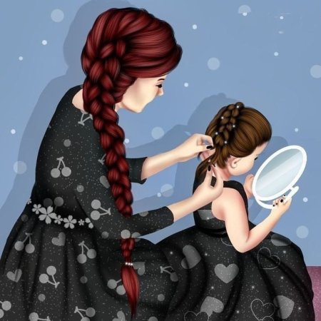 Мама с дочкой иллюстрация