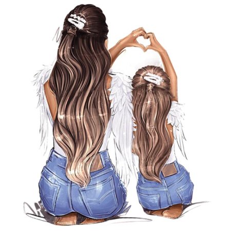 Модные иллюстрации мама и дочь