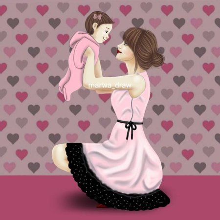 Мама и дочка арт