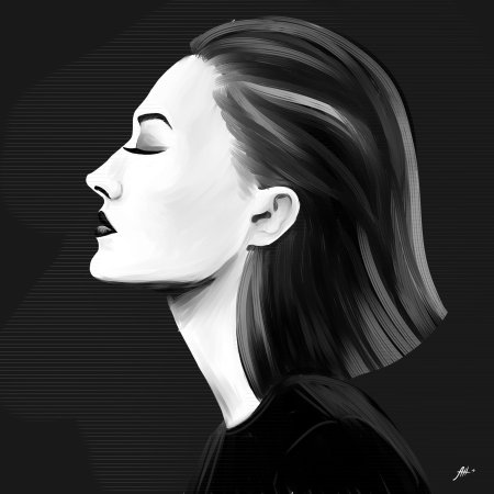 Лицо девушки в профиль арт