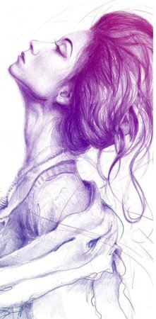 Девушка с поднятой головой в профиль